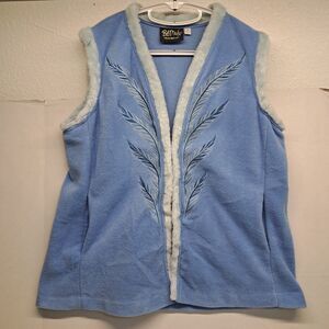 Bob Mackie Wearable Art Vest Fleece  Embroidered Floral Women's 1X